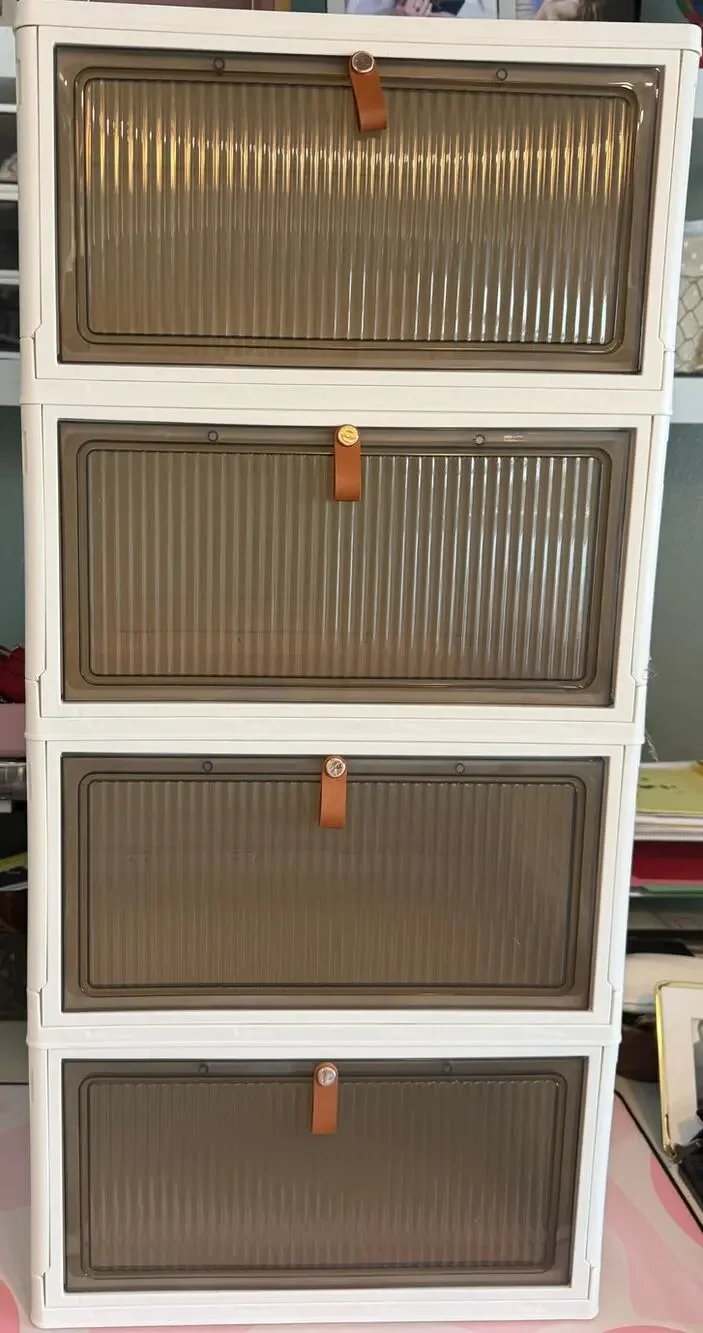 Modular Stackable Storage Cabinet Collapsible Storage Bins (set of 4) new